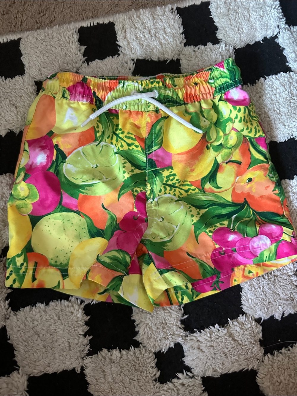 Bright Tropical Fruit Print Swim Shorts